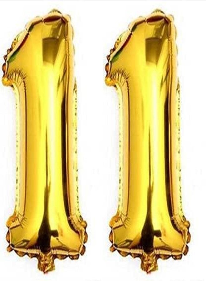 Prokart 16inch Birthday Foil 11 Number Helium Balloon Party Decoration Golden Pack of 2 |11 No. Balloons Birthday/Anniversary | Eleven Number - Image 1